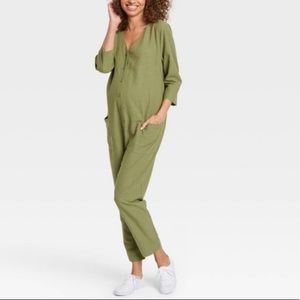 S- The Nines by HATCH NWT Maternity 3/4 Sleeve Button-Front Jumpsuit